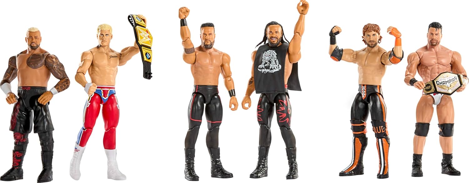 Mattel WWE Main Event Showdown Action Figures 2-Pack with Accessory, Series #24 Cody Rhodes vs Solo Sikoa Collectible Set, 6-inch, JHJ54