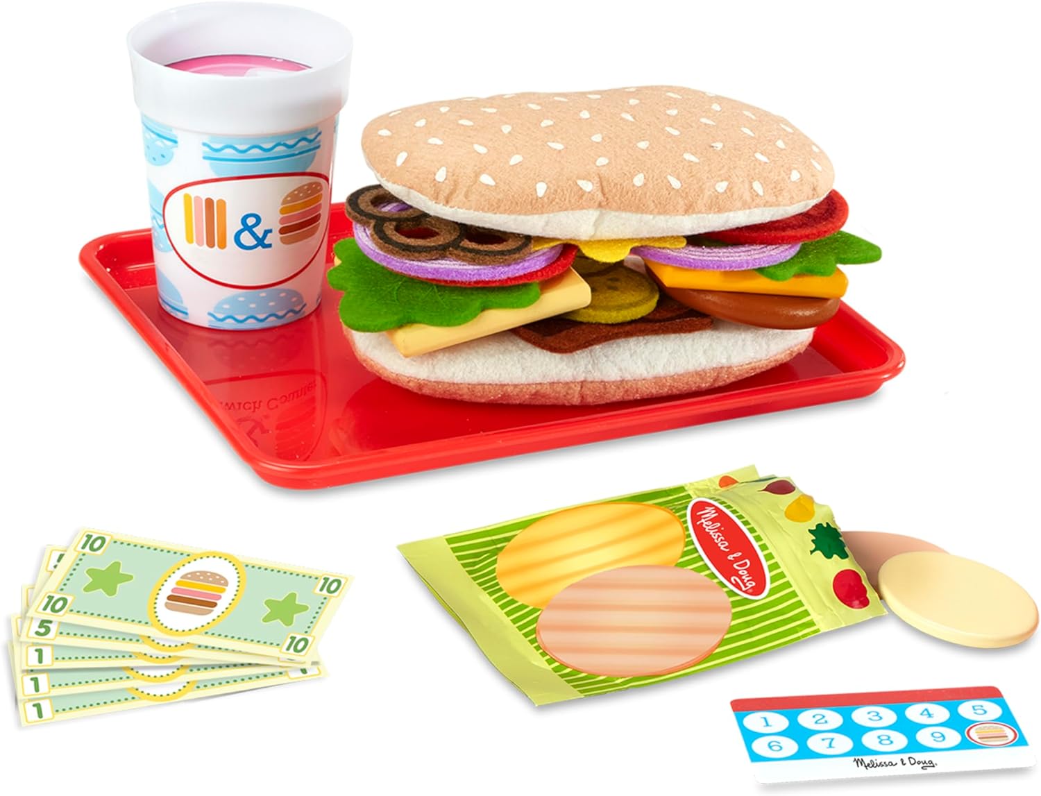 Melissa & Doug - Comptoir À Sandwichs 56 Pièces - Sandwicherie avec Accessoires - Jeu Imitation - Jouet en Bois - Jouet D'Activité, De Développement Et d'apprentissage - Cadeau Enfant 3 Ans Et +
