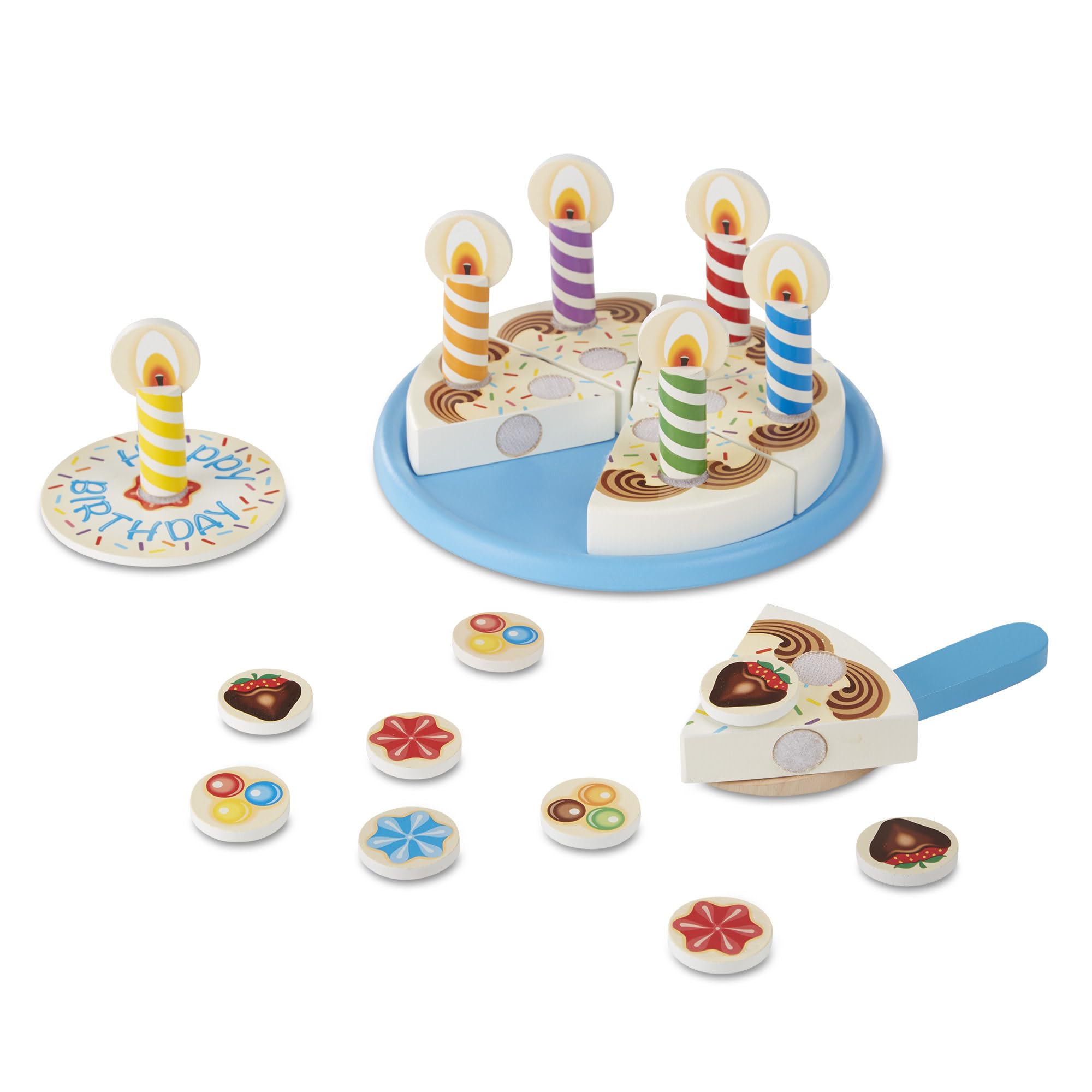 Melissa & Doug Wooden Birthday Cake | Pretend Play | Wooden Play Food Toy for Kids | 3+ | Gift for Boy or Girl