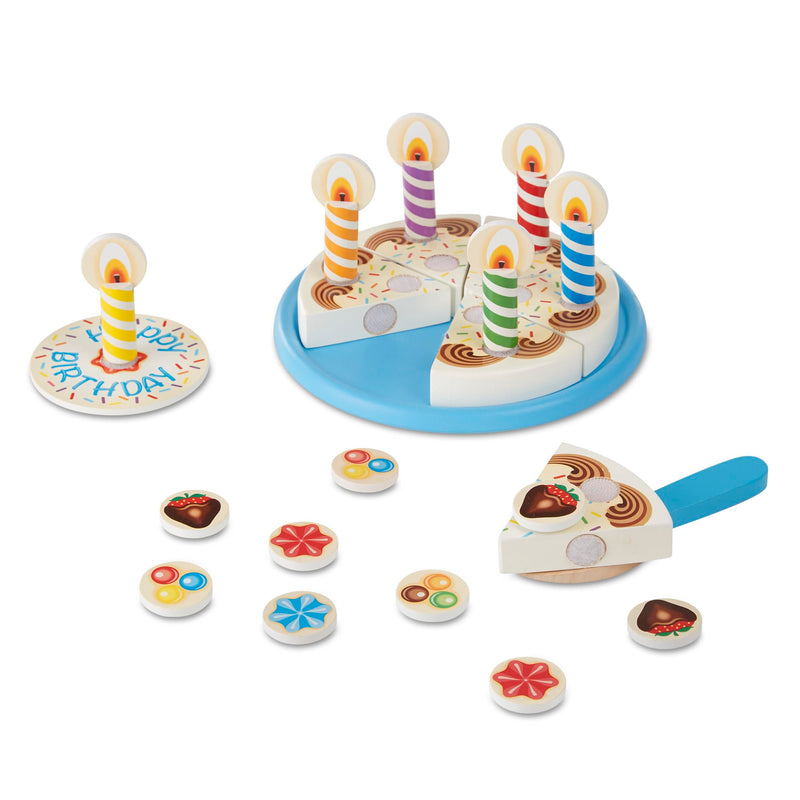 Melissa & Doug Wooden Birthday Cake | Pretend Play | Wooden Play Food Toy for Kids | 3+ | Gift for Boy or Girl