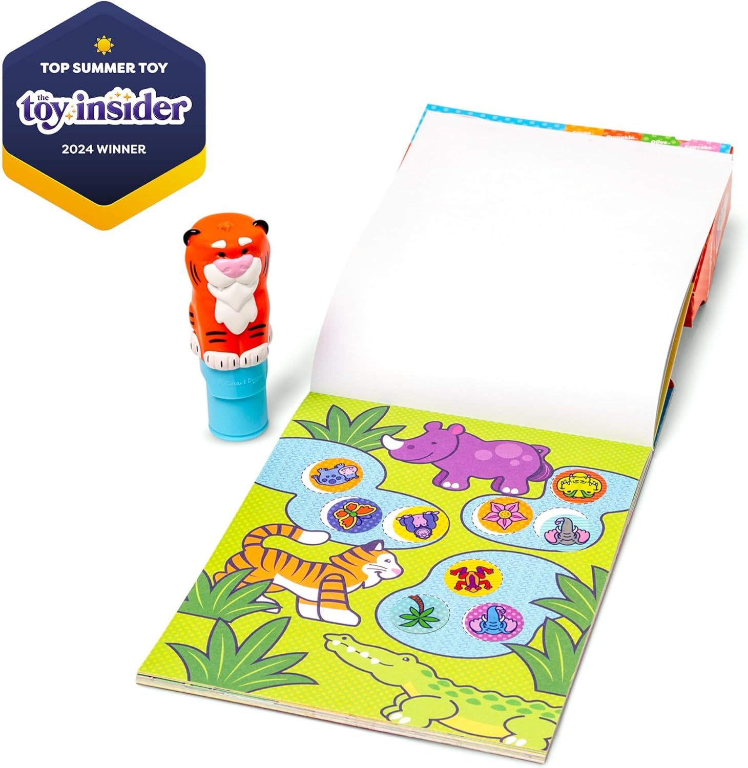 Melissa & Doug Sticker WOW Sticker Stamper and 24-Page Activity Pad, 300 Stickers, Arts & Crafts Fidget Toy Collectible Character Tiger - Creative Play Travel Toy for Girls & Boys 3+ - FSC Certified
