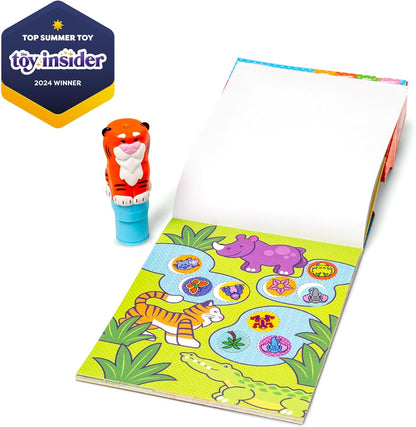 Melissa & Doug Sticker WOW Sticker Stamper and 24-Page Activity Pad, 300 Stickers, Arts & Crafts Fidget Toy Collectible Character Tiger - Creative Play Travel Toy for Girls & Boys 3+ - FSC Certified