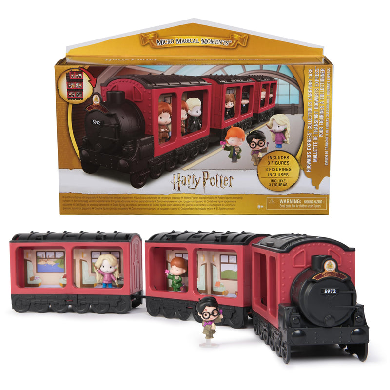 Wizarding World Harry Potter, Micro Magical Moments Hogwarts Express Collectibles Display & Carrying Case with 3 Figures, Kids Toys for Ages 6 and up