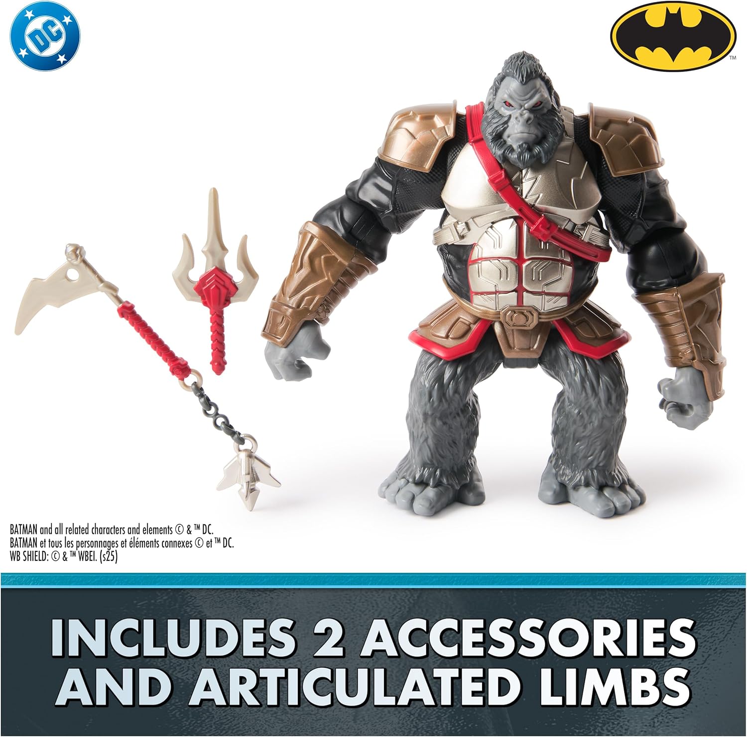 DC Comics, Batman Battle Clash 15cm Ninja Strike Gorilla Grodd Action Figure with 2 Ninja Accessories, Super Hero Kids Toys for Boys and Girls Ages 3 and Up