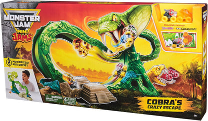 Monster Jam Mini Jams, Cobra’s Crazy Escape 71,1 cm Motorised Playset, 2 Exclusive Die-Cast ThunderROARus and JCB Digatron Monster Trucks, Kids Toys for Boy and Girls Ages 3 and up