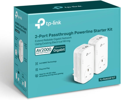 Tp-Link Powerline Tl-Pa9020P Kit - Starter Kit - Bridge - Gige, Homeplug Av (Hpav), Homeplug Av (Hpav) 2.0, Ieee 1901 -