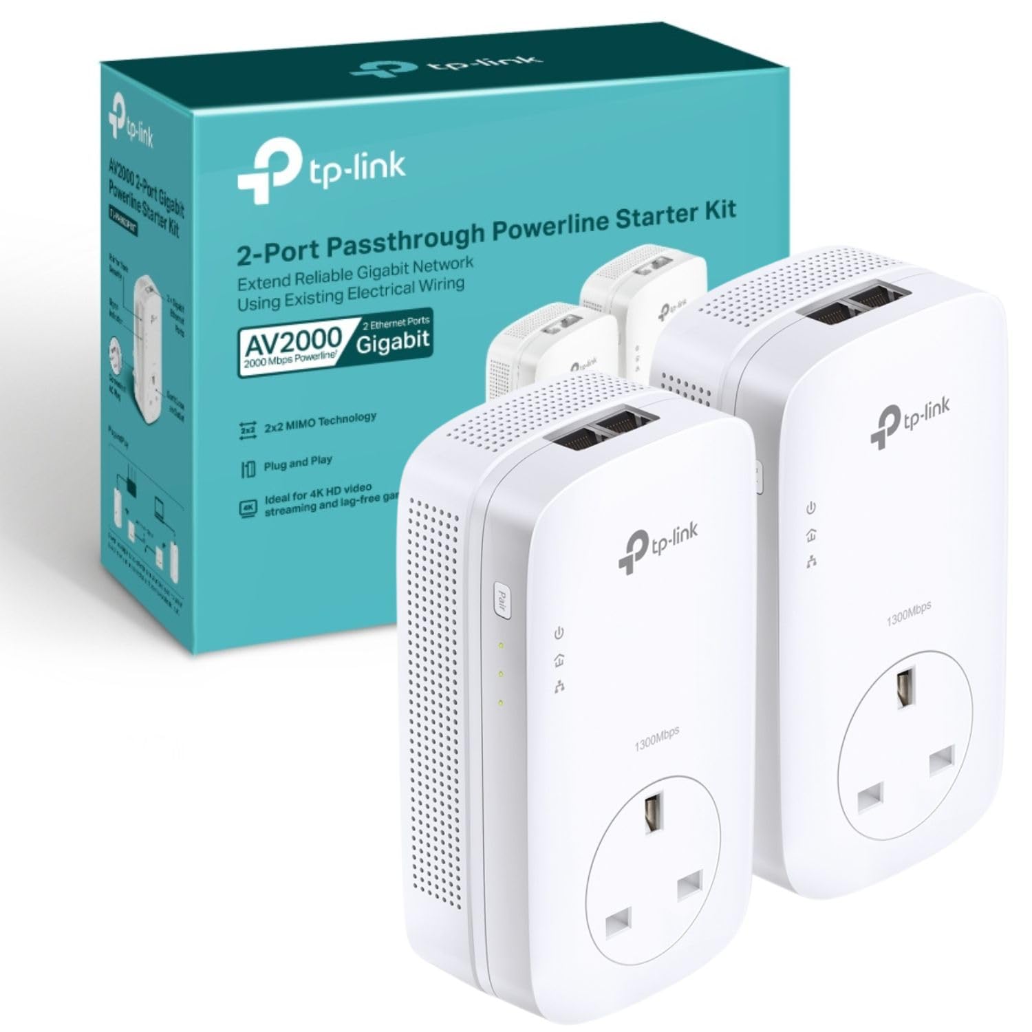 Tp-Link Powerline Tl-Pa9020P Kit - Starter Kit - Bridge - Gige, Homeplug Av (Hpav), Homeplug Av (Hpav) 2.0, Ieee 1901 -