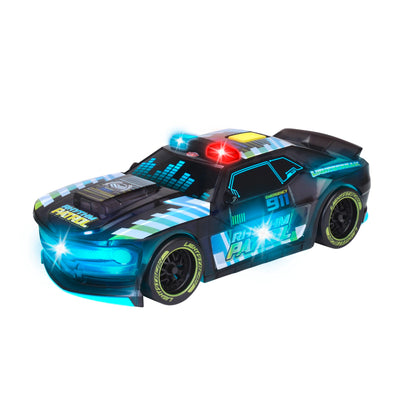 Dickie TOYS - RHYTHM PATROL TOY CAR with Light Change & Music - Streets N Beatz Police Car with Friction Motor 20 cm Includes Batteries Toy for Children from 3 Years