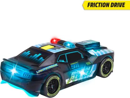 Dickie TOYS - RHYTHM PATROL TOY CAR with Light Change & Music - Streets N Beatz Police Car with Friction Motor 20 cm Includes Batteries Toy for Children from 3 Years