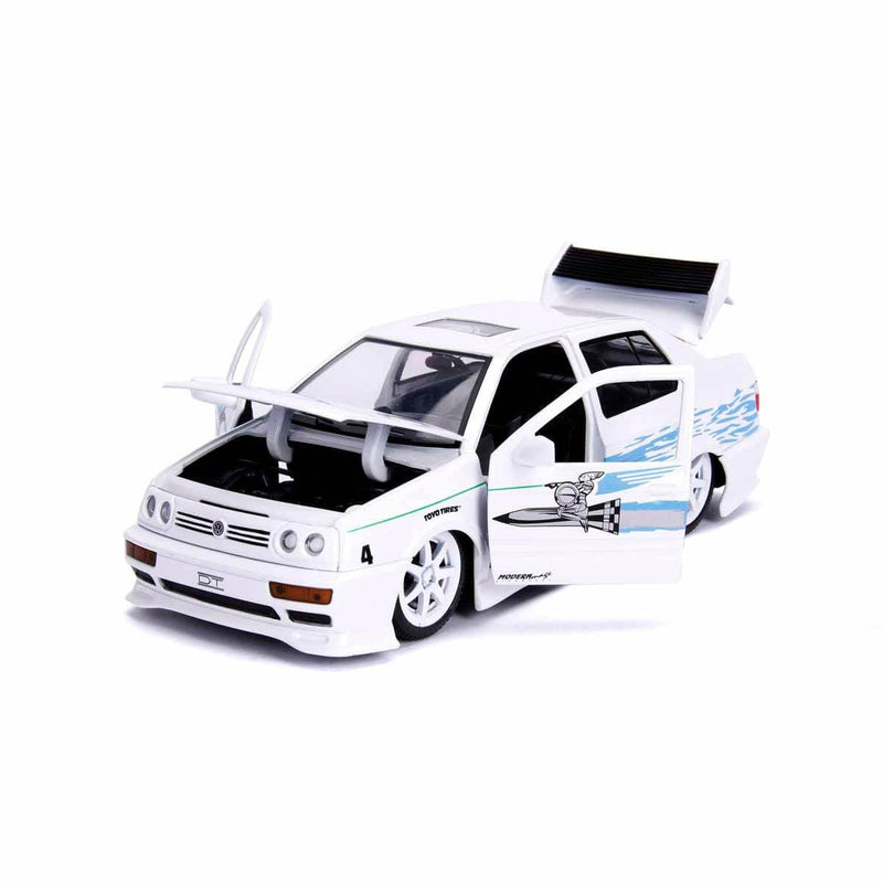 Jada Toys 253203025 - Fast & Furious, '05 Volkswagen Jetta, die-cast, openende deuren, kofferbak & motorkap, schaal 1:24, wit, 21 cm, vanaf 8 jaar