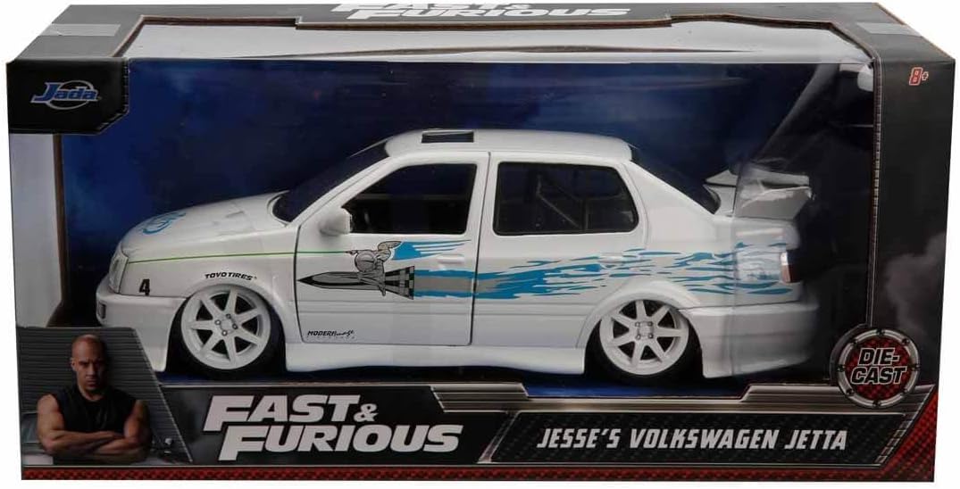 Jada Toys 253203025 - Fast & Furious, '05 Volkswagen Jetta, die-cast, openende deuren, kofferbak & motorkap, schaal 1:24, wit, 21 cm, vanaf 8 jaar