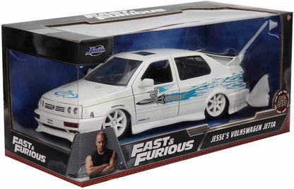 Jada Toys 253203025 - Fast & Furious, '05 Volkswagen Jetta, die-cast, openende deuren, kofferbak & motorkap, schaal 1:24, wit, 21 cm, vanaf 8 jaar