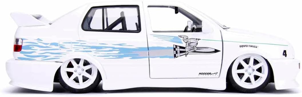 Jada Toys 253203025 - Fast & Furious, '05 Volkswagen Jetta, die-cast, openende deuren, kofferbak & motorkap, schaal 1:24, wit, 21 cm, vanaf 8 jaar