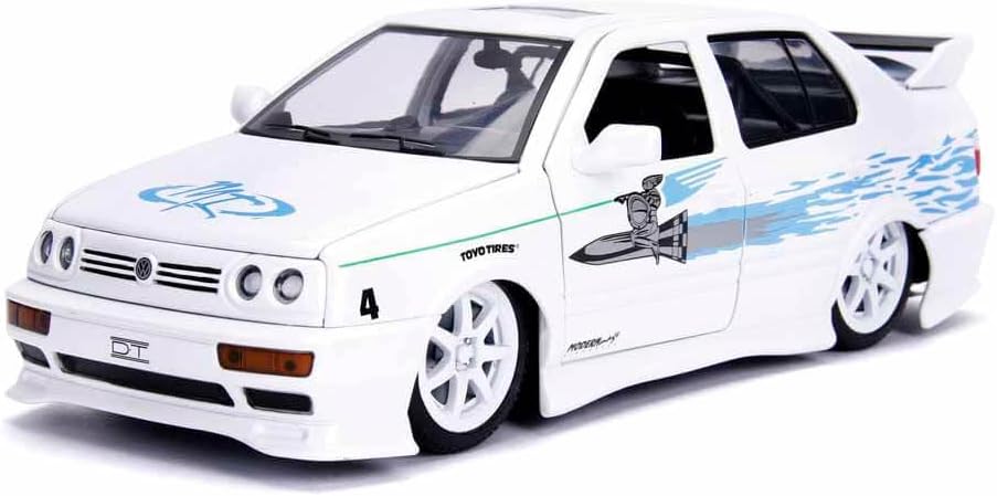 Jada Toys 253203025 - Fast & Furious, '05 Volkswagen Jetta, die-cast, openende deuren, kofferbak & motorkap, schaal 1:24, wit, 21 cm, vanaf 8 jaar