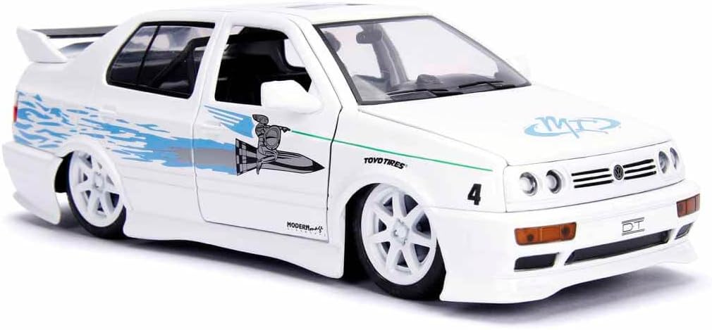 Jada Toys 253203025 - Fast & Furious, '05 Volkswagen Jetta, die-cast, openende deuren, kofferbak & motorkap, schaal 1:24, wit, 21 cm, vanaf 8 jaar
