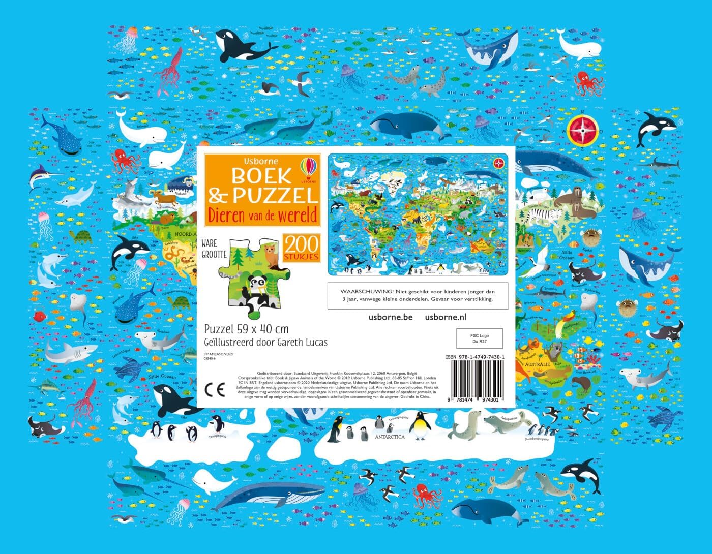 Dieren van de wereld: Boek en puzzel