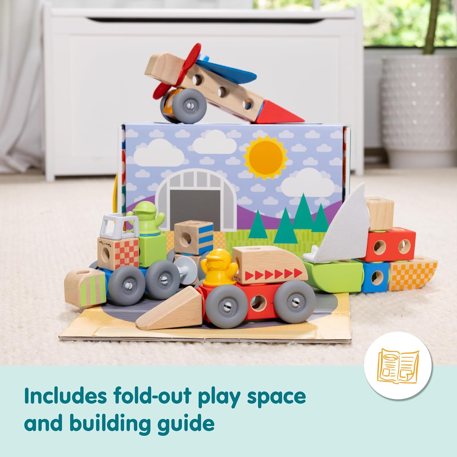Melissa & Doug – Blockables™ Voertuigen speelset – met draagbare bewaardoos