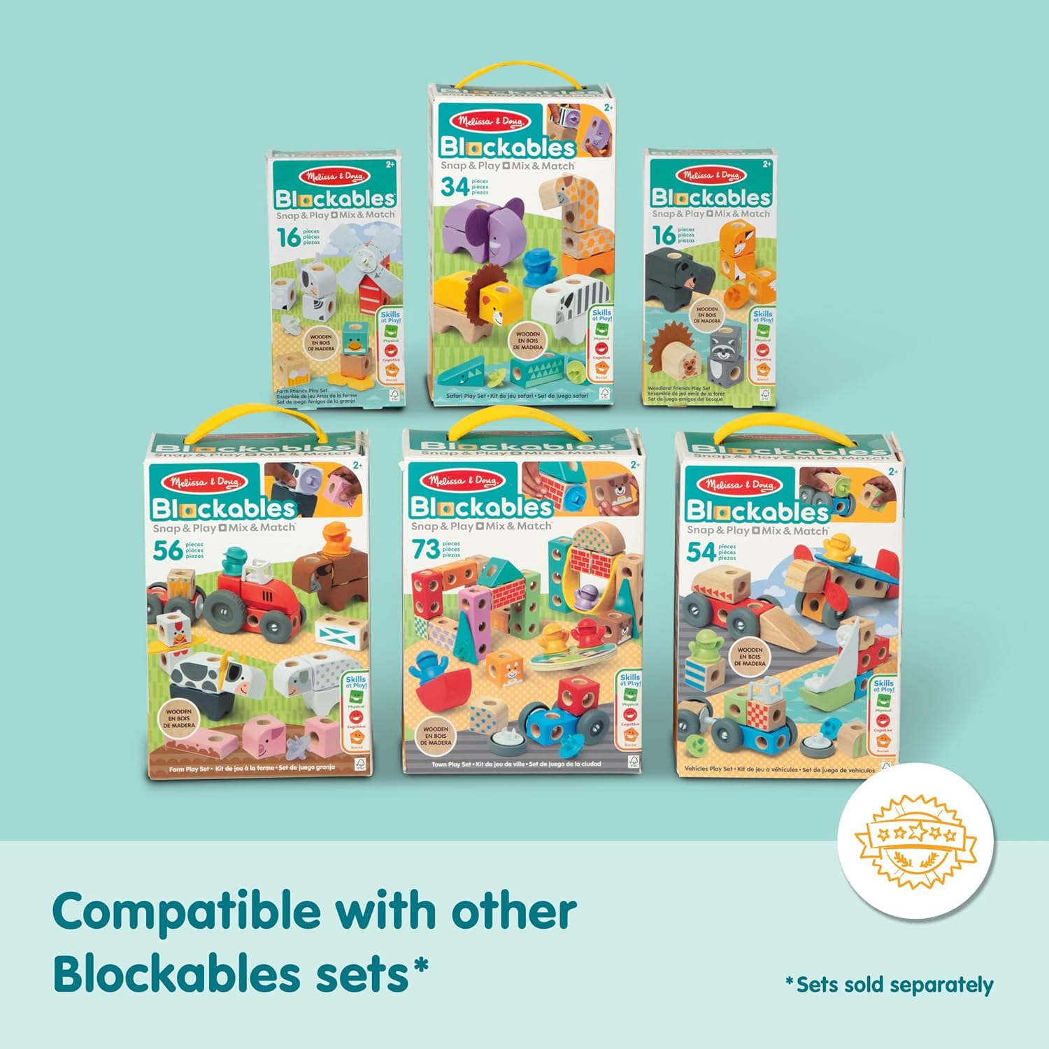 Melissa & Doug – Blockables™ Voertuigen speelset – met draagbare bewaardoos
