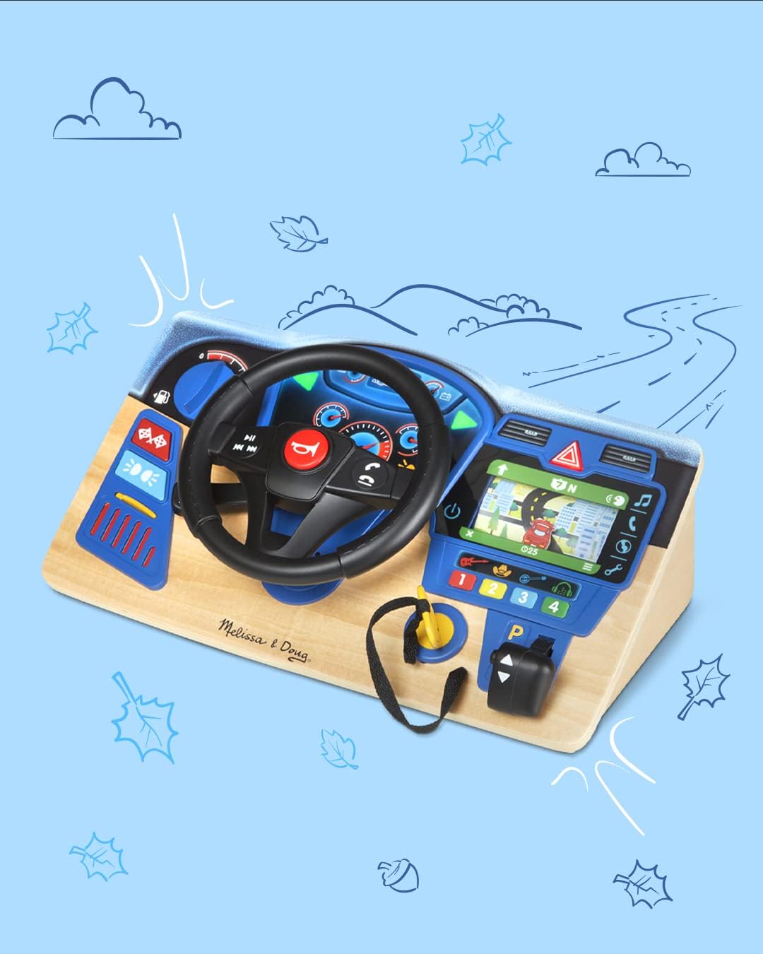 Melissa & Doug Vroem & Zoem dashboard | Houten Speelgoed | Fantasiespel | Licht en geluid speelgoed | Creatief spelen | 3+ | Cadeau voor jongens en meisjes