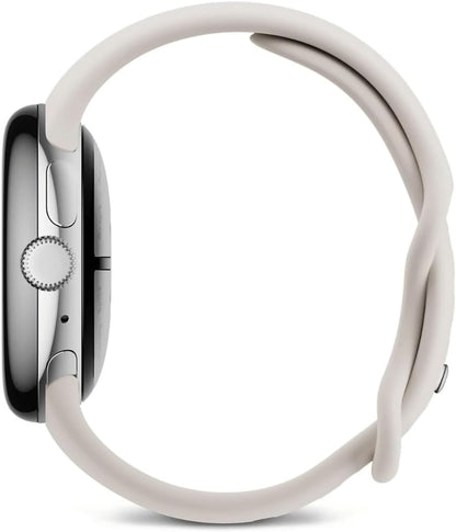 Google Pixel Watch 3 (41 mm) – Android-smartwatch met hartslagmeting, geavanceerd hardlopen van Fitbit, fitness-inzichten, 24-uurs batterij – gepolijste zilveren aluminium behuizing – porseleinen band