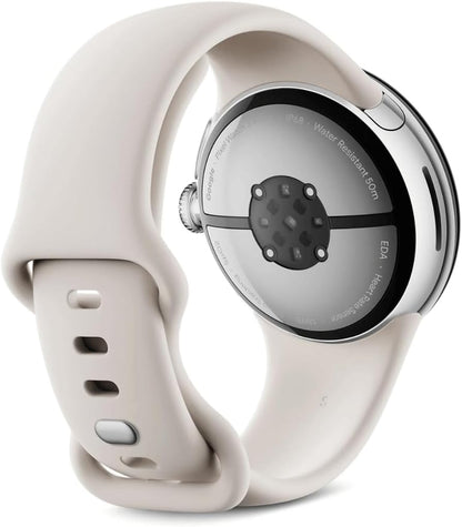 Google Pixel Watch 3 (41 mm) – Android-smartwatch met hartslagmeting, geavanceerd hardlopen van Fitbit, fitness-inzichten, 24-uurs batterij – gepolijste zilveren aluminium behuizing – porseleinen band
