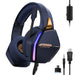 Gaming-headset PS5 PS4 Switch 2 Xbox PC Mac met verstelbare microfoon, LED, luidsprekers 50 mm, oorkussens van ademende stof, bekabeld, Nebula Abyss Blue