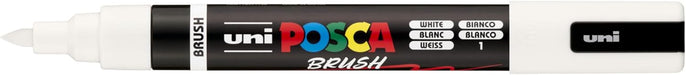 POSCA Mitsubishi Pencil - PC5BR - Medium Semi-Flexible Brush Tip - Water-Based Paint - All Purpose - White