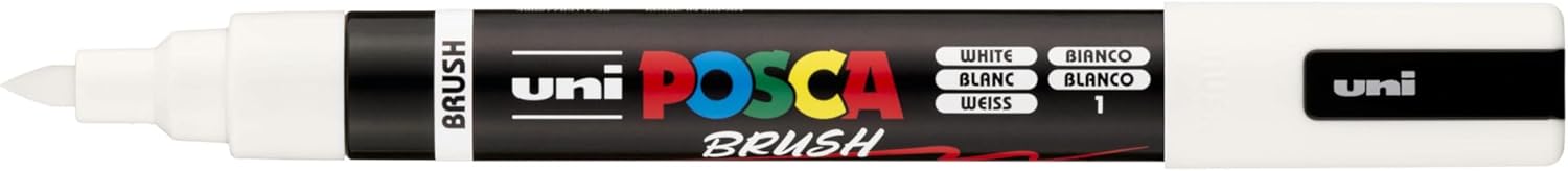 POSCA Mitsubishi Pencil - PC5BR - Medium Semi-Flexible Brush Tip - Water-Based Paint - All Purpose - White