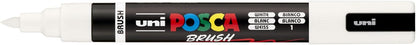 POSCA Mitsubishi Pencil - PC5BR - Medium Semi-Flexible Brush Tip - Water-Based Paint - All Purpose - White