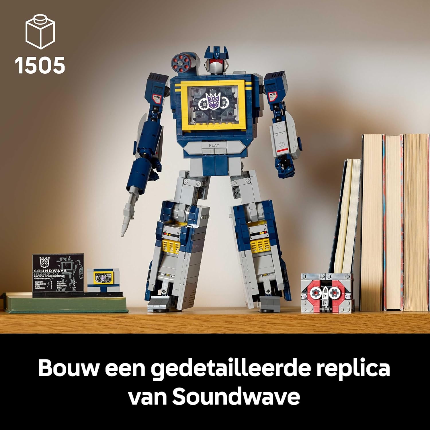 LEGO Icons Transformers: Soundwave Set for Adults - Display Model Kit with Convertible Figures incl. Laserbeak & Ravage, plus a Sound Brick - Collectible Gift for Fans - 10358