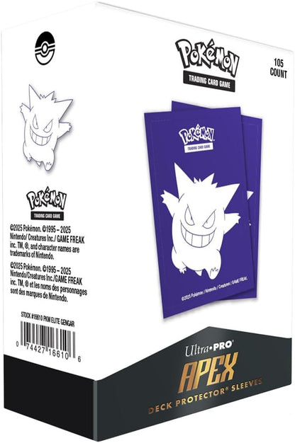 Ultra PRO - Elite Series Gengar 105ct APEX™ Deck Protector Sleeves for Pokemon, for TCG, Pokemon Card Protection, Collectible Sleeves, Gaming Accessories, Stylish Card Sleeves, Shuffle-Friendly