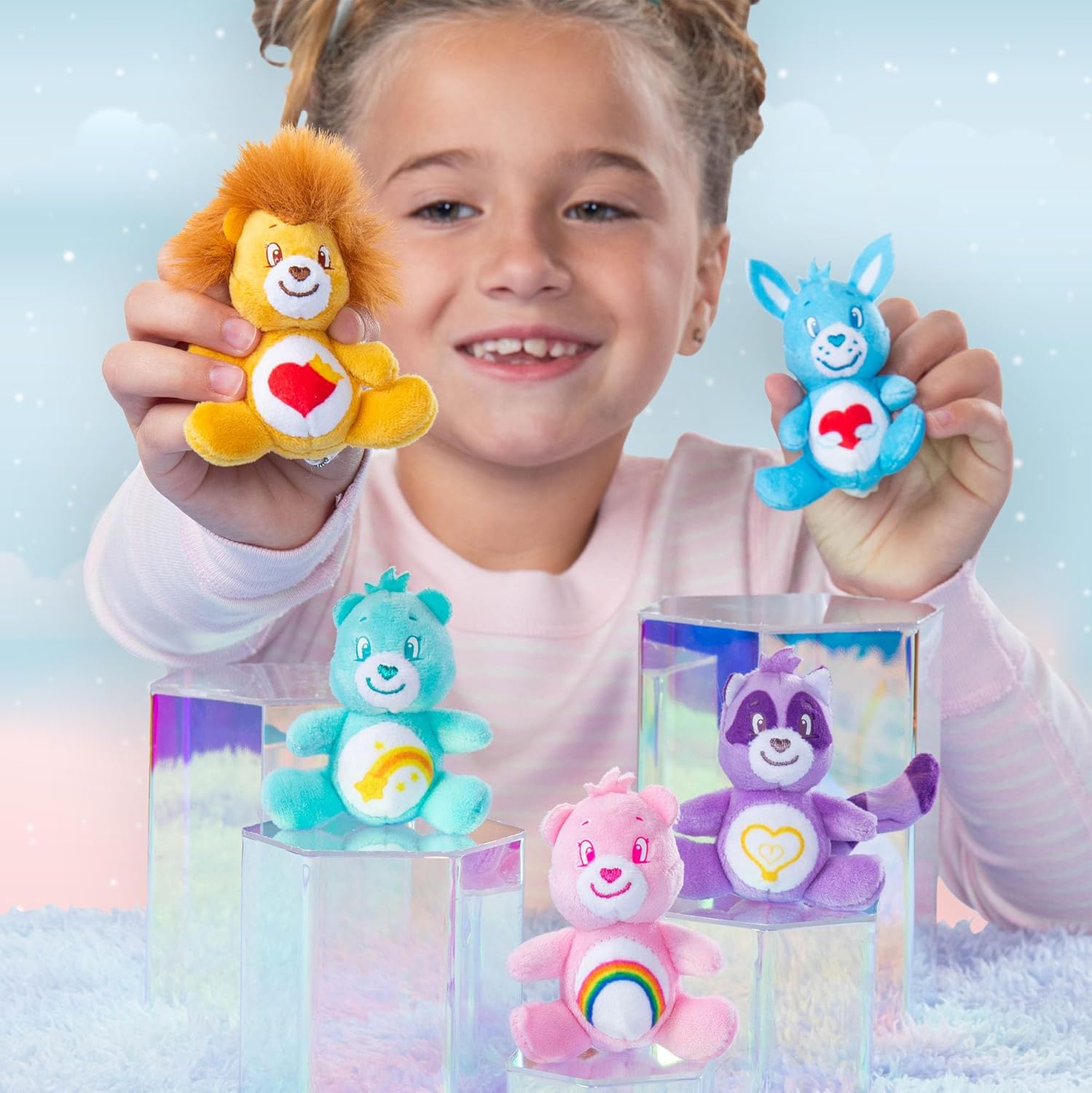 Basic Fun Micro Teenies Care Bears Holiday 5-Pack – Festive Micro Plush Gift Set with Dangler Feature – Collectible Soft Toys for Kids & Fans