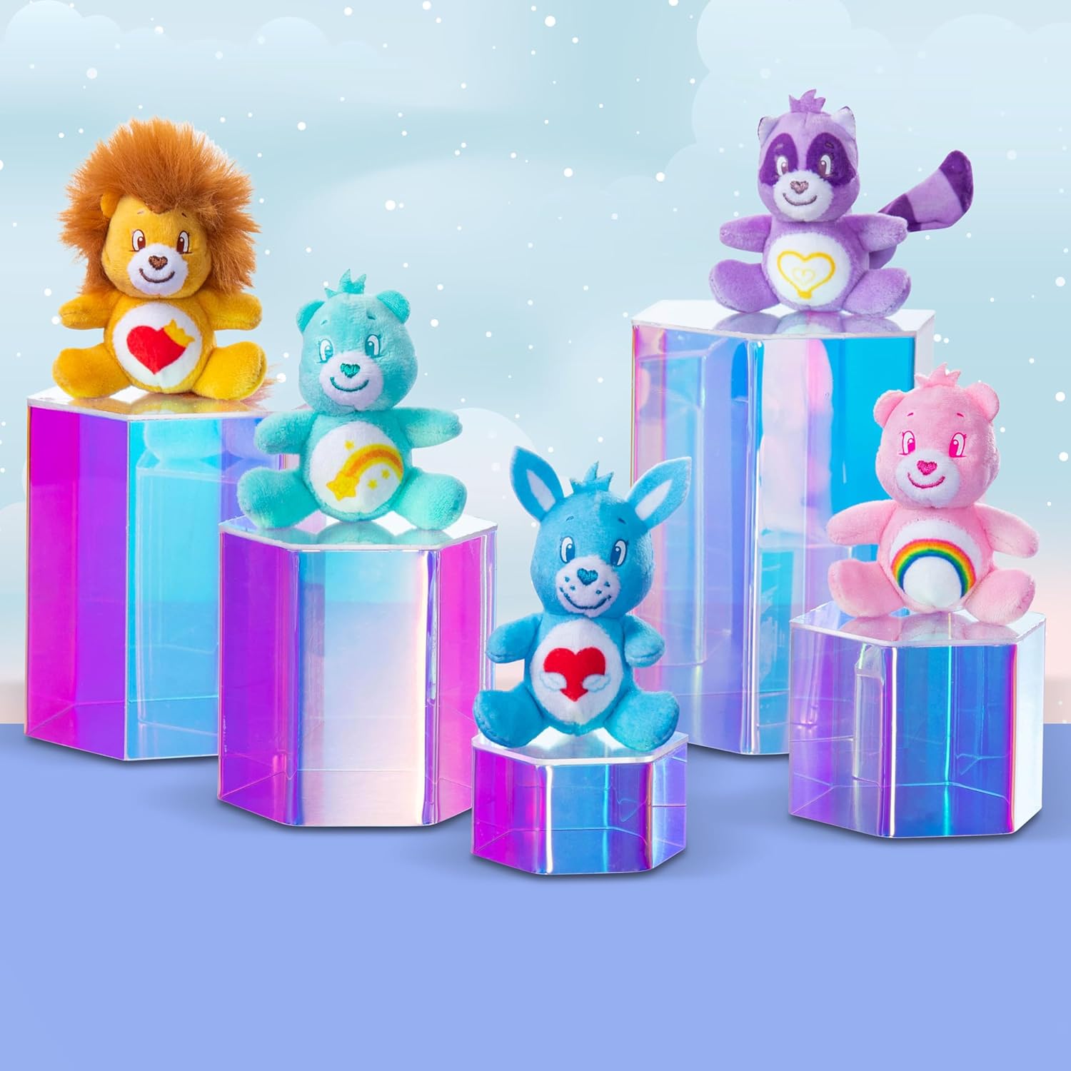 Basic Fun Micro Teenies Care Bears Holiday 5-Pack – Festive Micro Plush Gift Set with Dangler Feature – Collectible Soft Toys for Kids & Fans