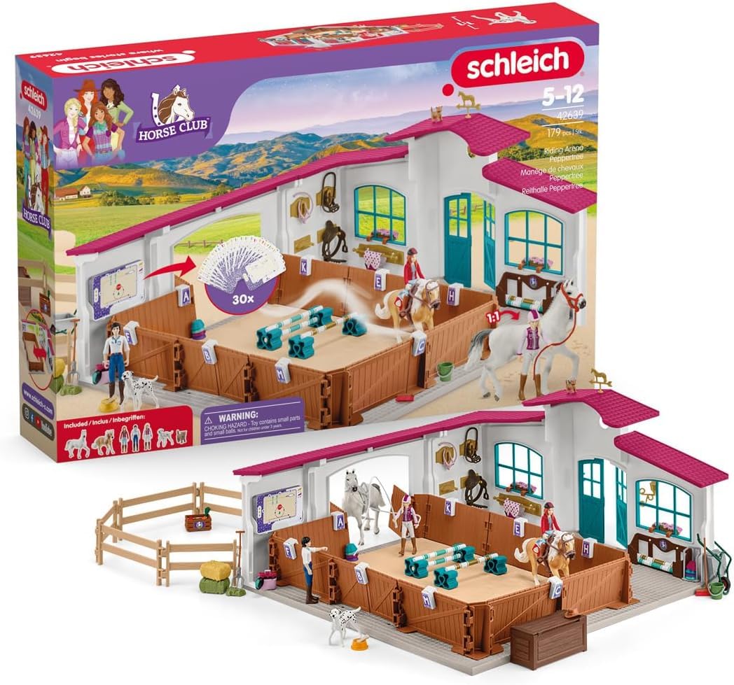 SCHLEICH HORSE CLUB | Maneggio Peppertree 42639 | con ostacoli, paddock e tanti accessori | regalo perfetto per bambine e bambini | cavalli giocattolo dai 5 anni | set da 179 pezzi