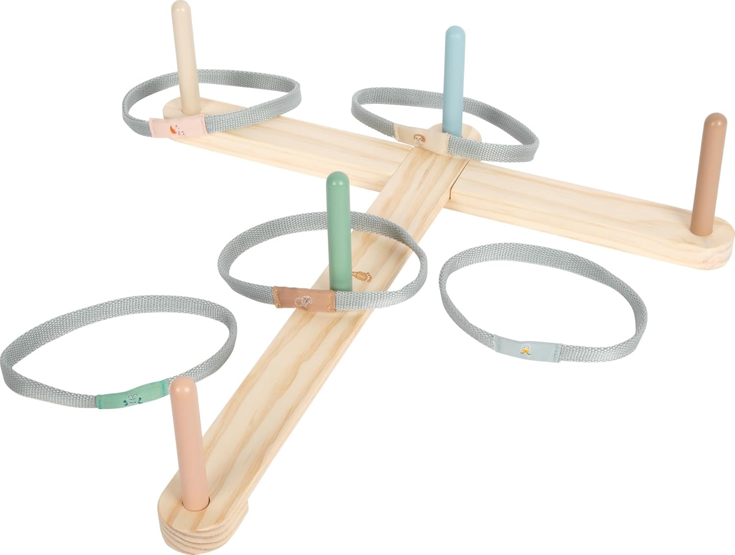 small foot houten "Garden Buddies" ringwerpspel, speelset met schattige dierenmotieven, 5 werpstokken en werpringen, voor kinderen vanaf 3 jaar, 12647