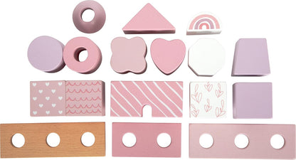 small foot Stacking House pink, creative stack & insert game, wood, with 18 different blocks, for ages 12+ months, 12713