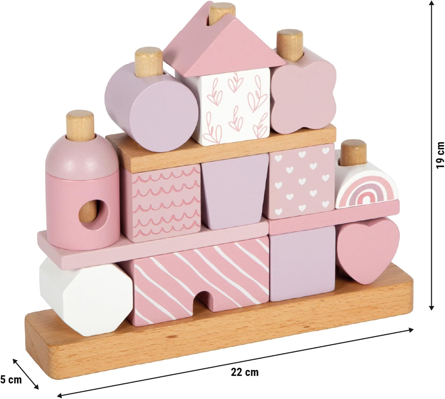 small foot Stacking House pink, creative stack & insert game, wood, with 18 different blocks, for ages 12+ months, 12713