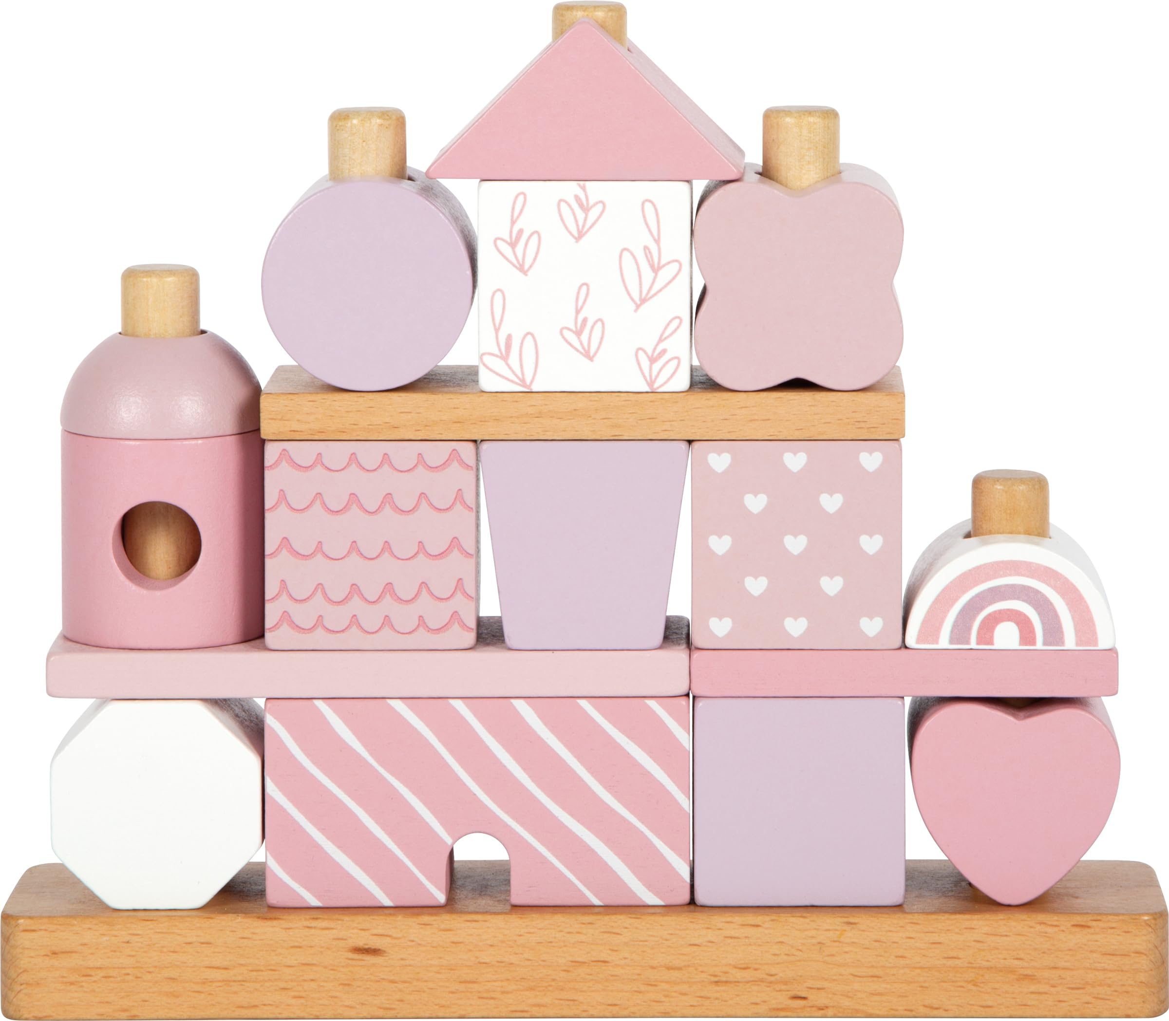 small foot Stacking House pink, creative stack & insert game, wood, with 18 different blocks, for ages 12+ months, 12713