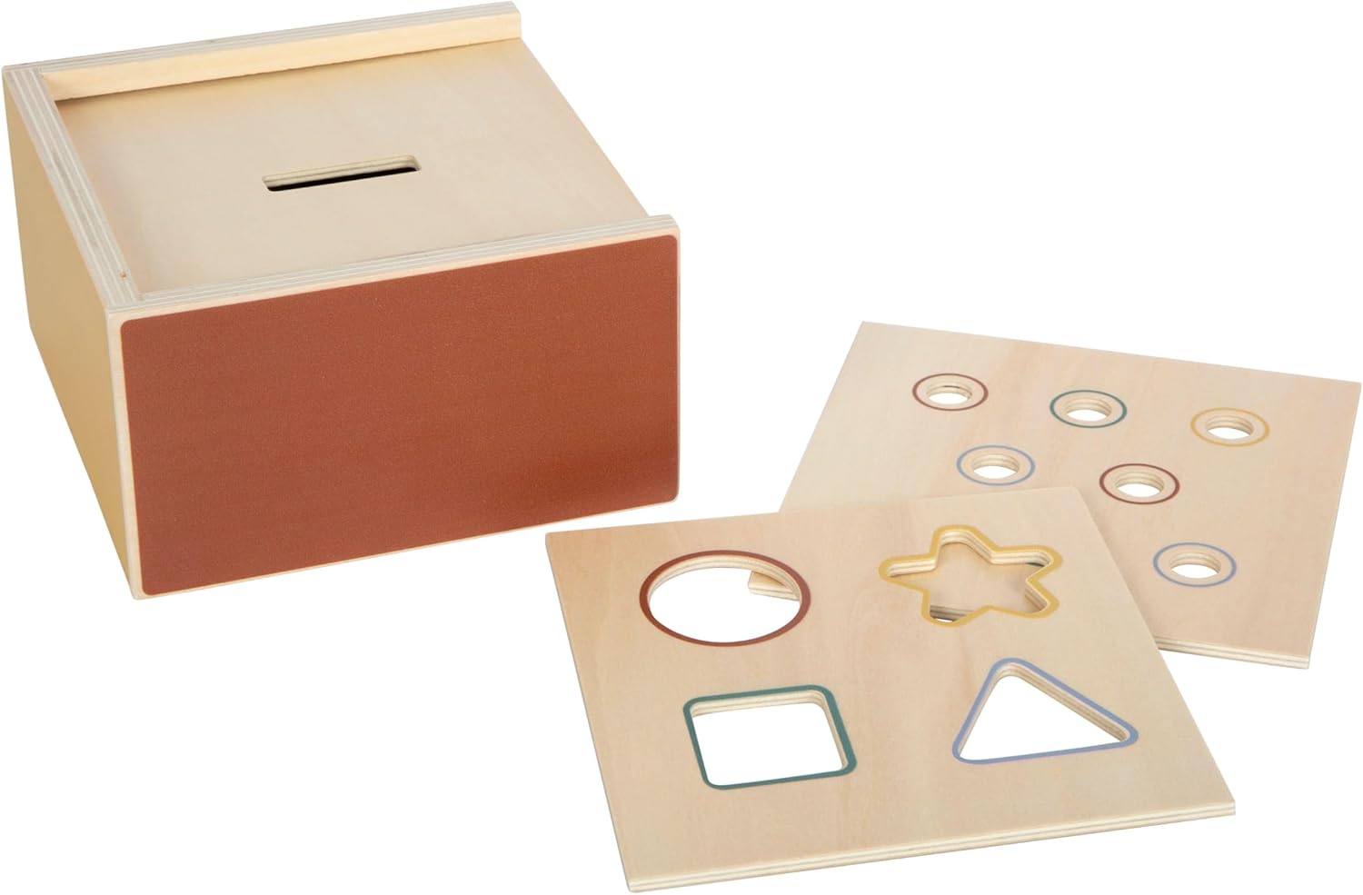 small foot Montessori stapelspel, 100% FSC-gecertificeerd hout, 3 inzetstukken, munten, stokjes en blokjes, voor kinderen vanaf 1 jaar, 12743