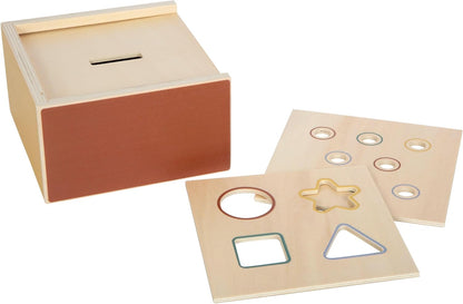 small foot Montessori stapelspel, 100% FSC-gecertificeerd hout, 3 inzetstukken, munten, stokjes en blokjes, voor kinderen vanaf 1 jaar, 12743