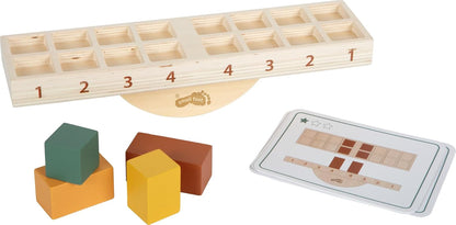 small foot Montessori Balansspel, 100% FSC-gecertificeerd hout, 16 kleurblokken, sjablonen, wip, voor kinderen vanaf 3 jaar, 12745