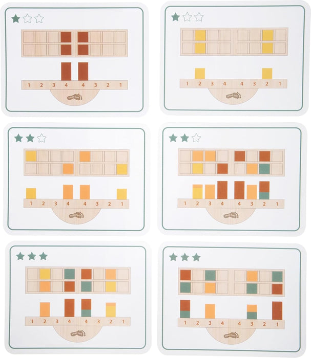 small foot Montessori Balansspel, 100% FSC-gecertificeerd hout, 16 kleurblokken, sjablonen, wip, voor kinderen vanaf 3 jaar, 12745