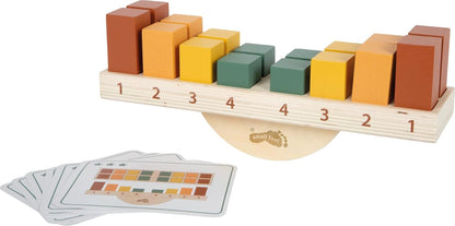 small foot Montessori Balansspel, 100% FSC-gecertificeerd hout, 16 kleurblokken, sjablonen, wip, voor kinderen vanaf 3 jaar, 12745