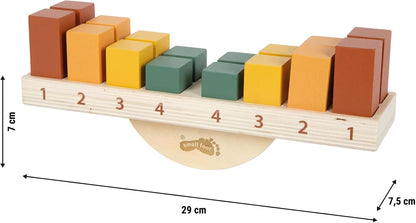 small foot Montessori Balansspel, 100% FSC-gecertificeerd hout, 16 kleurblokken, sjablonen, wip, voor kinderen vanaf 3 jaar, 12745