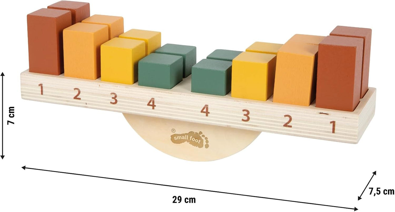 small foot Montessori Balansspel, 100% FSC-gecertificeerd hout, 16 kleurblokken, sjablonen, wip, voor kinderen vanaf 3 jaar, 12745