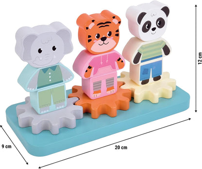 Small Foot - Small Foot - Houten Stapelspel met Tandwielen Jungle Friends FSC