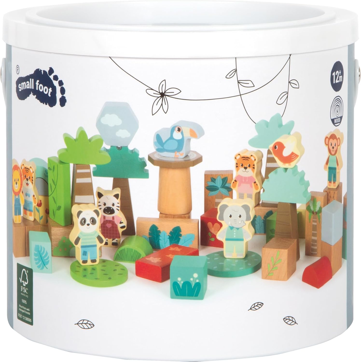 Small Foot - Small Foot - Houten Bouwblokken Jungle Friends FSC - 50dlg.