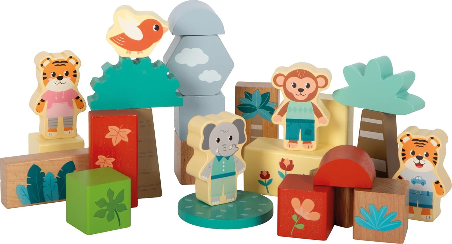 Small Foot - Small Foot - Houten Bouwblokken Jungle Friends FSC - 50dlg.