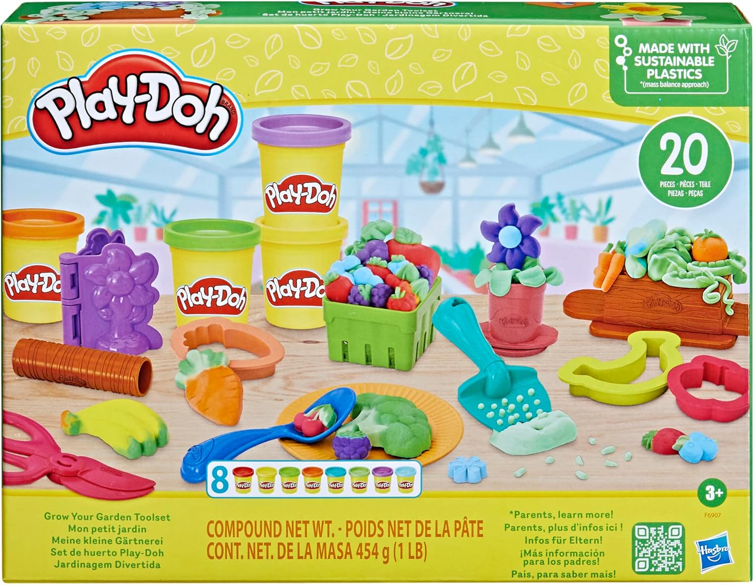 Play-Doh Laat je tuintje groeien Boetseerset voor Kinderen vanaf 3 jaar met Gereedschap en Vormpjes voor Rollenspellen, Knutselen voor Peuters, Creatief Cadeau voor Meisjes en Jongens