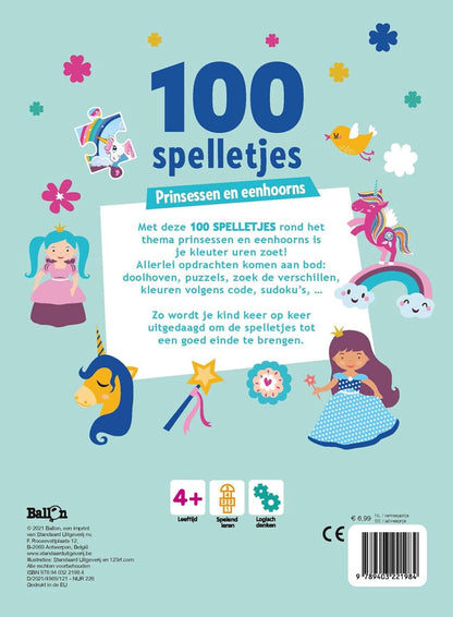 Standaard Uitgeverij - 100 Spelletjes - Prinsessen en eenhoorns (4+)